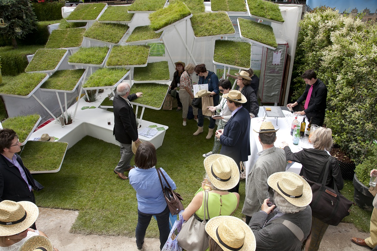 Plateaux de variétés de gazon au salon Jardins Jardin 2012 © SEMAE - Sébastien Champion